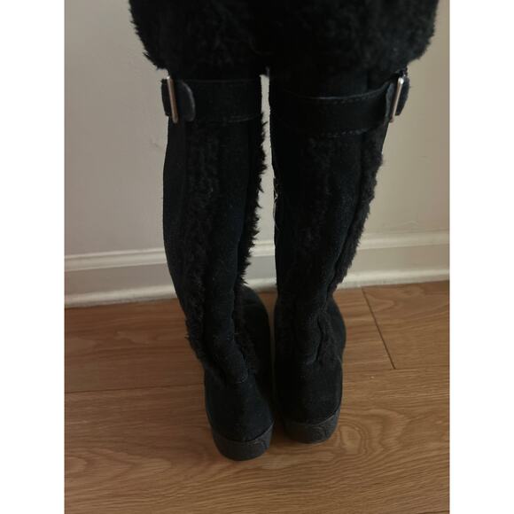 GUESS Faux Fur Suede Mid Calf Winter Boots Women Size 7M GUC - Picture 4 of 9